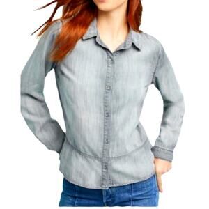 Anthropologie Cloth & Stone Gray Button Front Long Sleeve Shirt Women's Sz XS